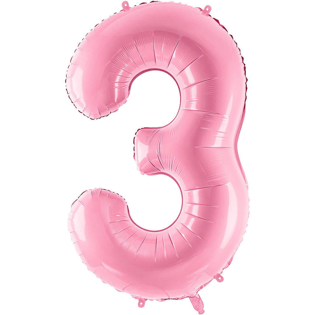 partydeco cijferballon 3 roze - 86 cm | FB1P-3-081 | 1