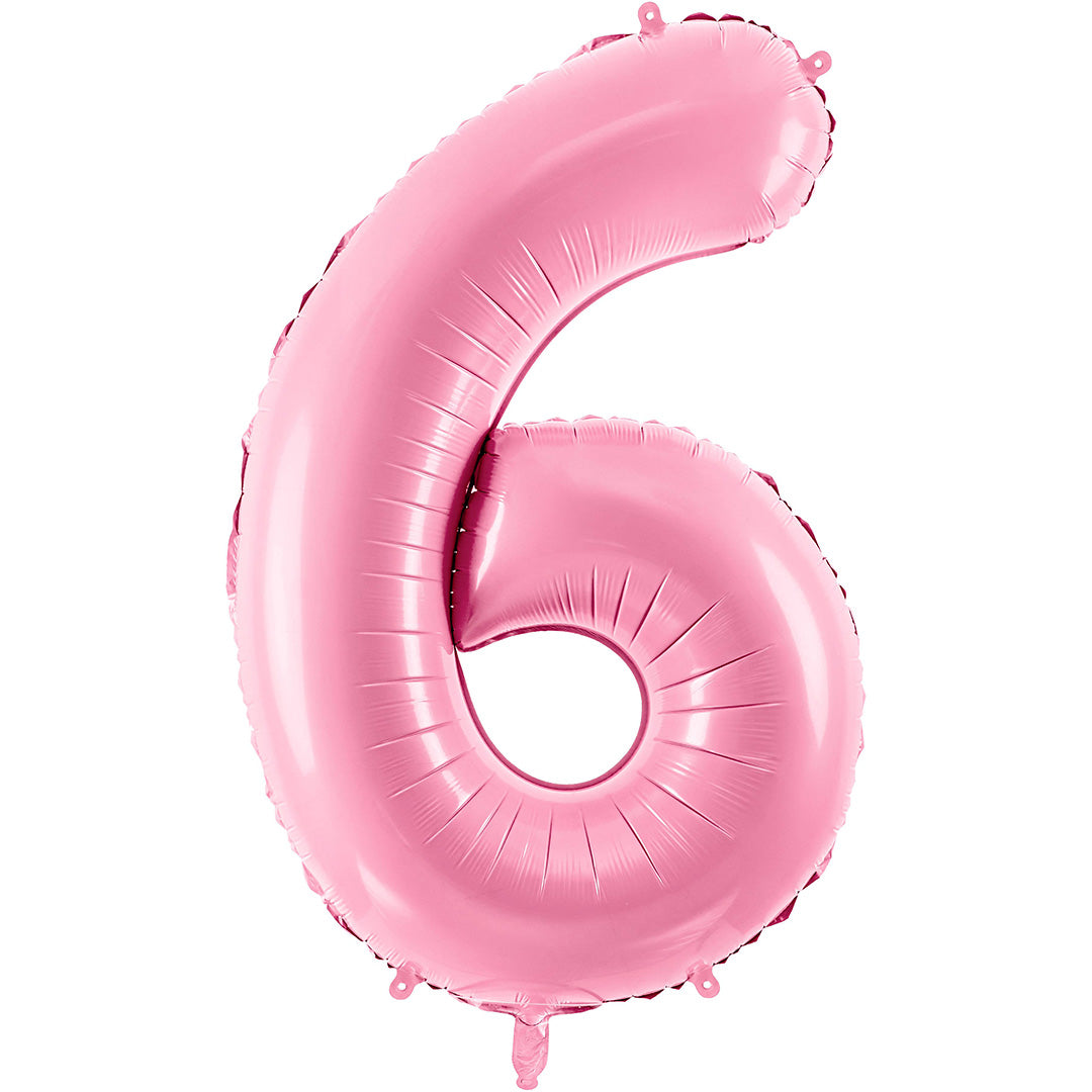 partydeco cijferballon 6 roze - 86 cm | FB1P-6-081 | 1