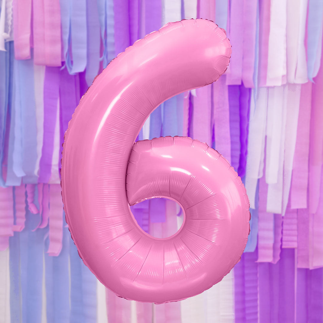 partydeco cijferballon 6 roze - 86 cm | FB1P-6-081 | 2