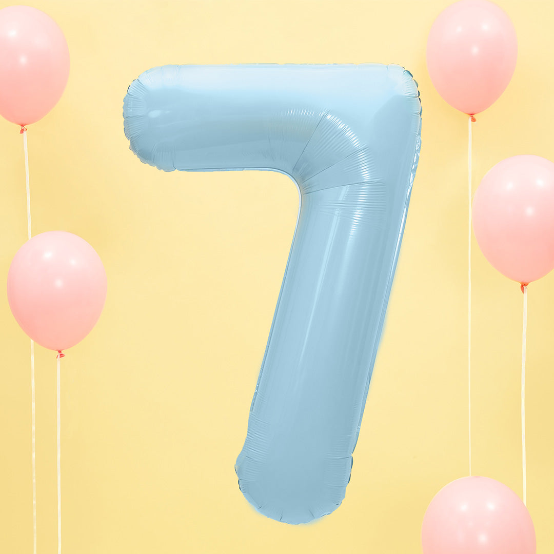 partydeco cijferballon 7 licht blauw - 86 cm | FB1P-7-001J | 2