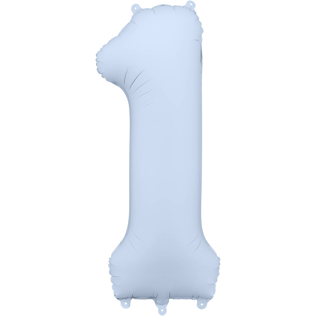 partydeco cijferballon 1 misty blauw - 86 cm | FB1T-1-093 | 1
