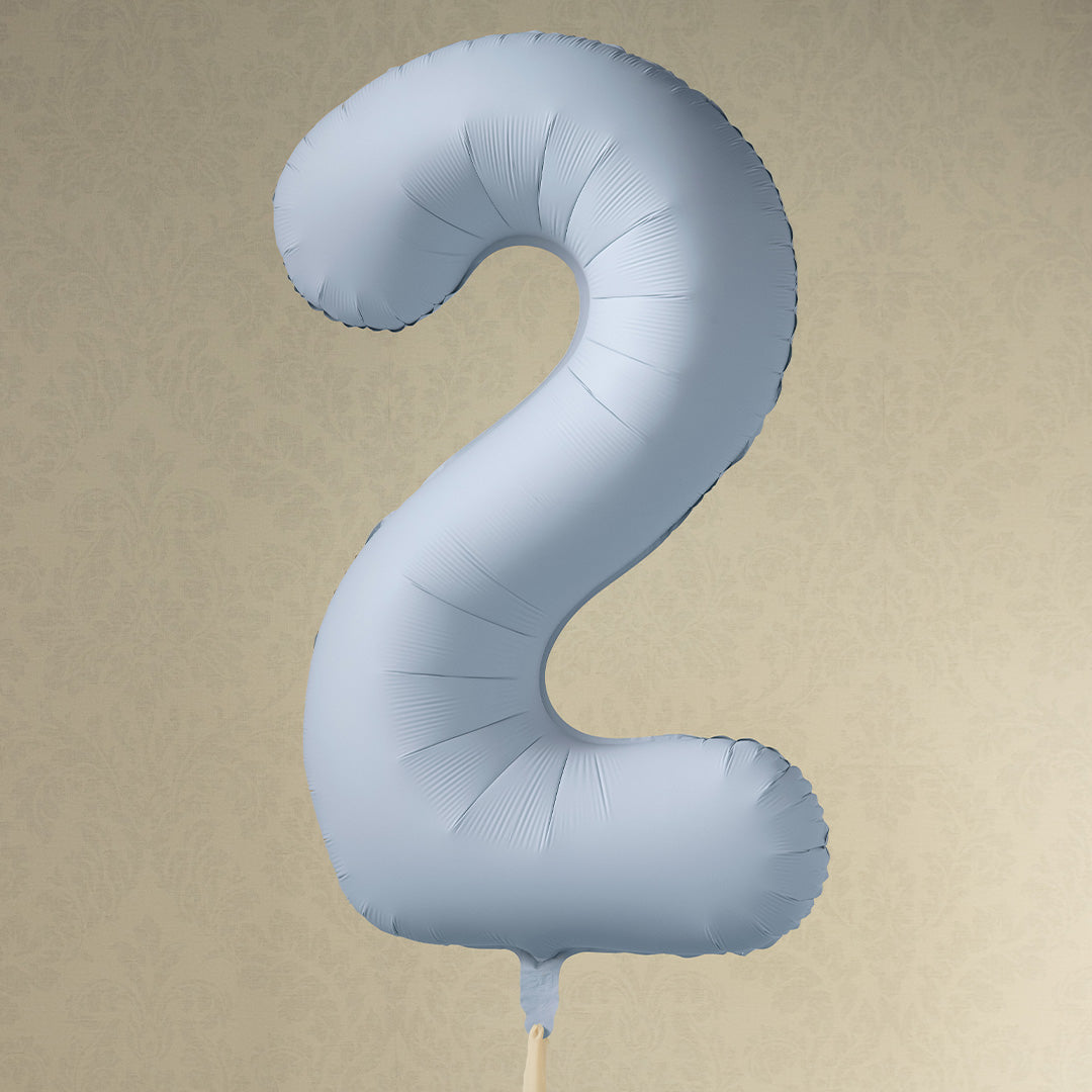 partydeco cijferballon 2 misty blauw - 86 cm | FB1T-2-093 | 2