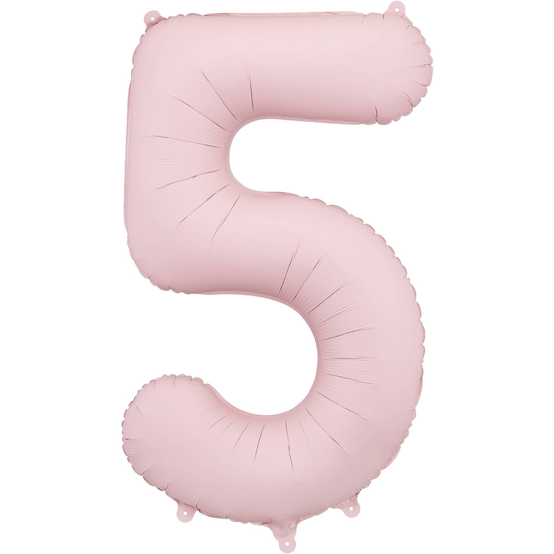 partydeco cijferballon 5 licht roze - 86 cm | FB1T-5-081J | 1