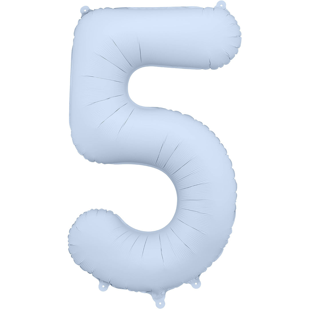 partydeco cijferballon 5 misty blauw - 86 cm | FB1T-5-093 | 1