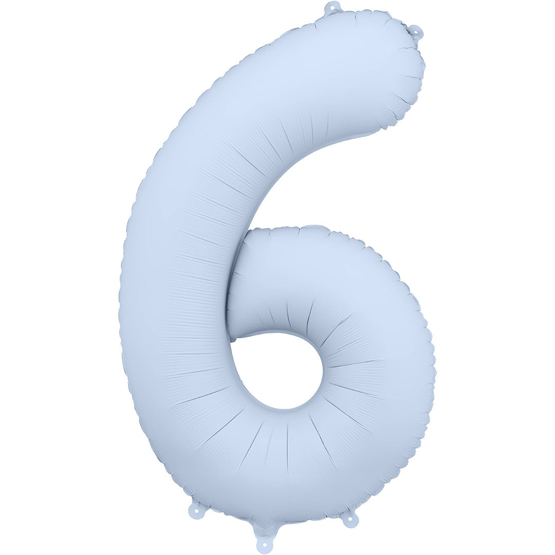 partydeco cijferballon 6 misty blauw - 86 cm | FB1T-6-093 | 1