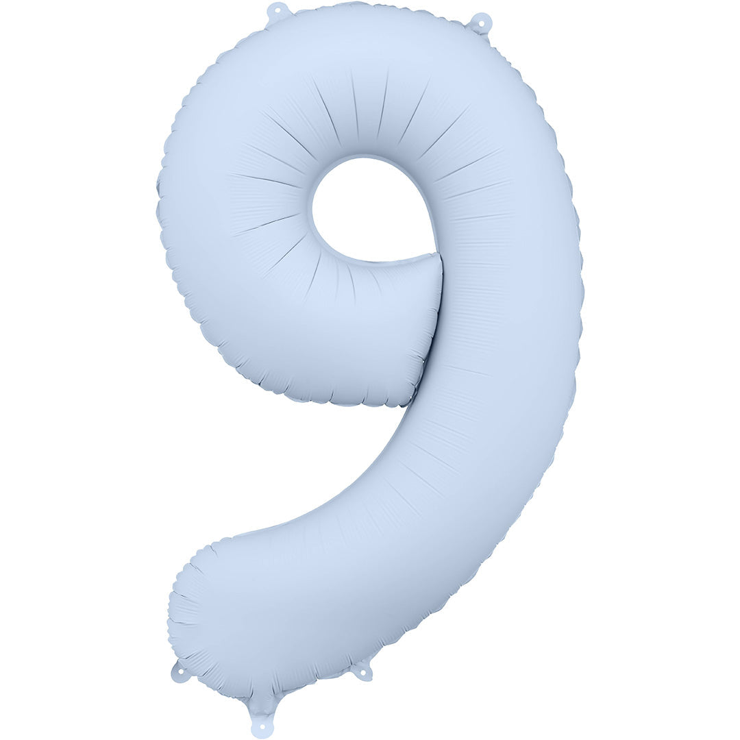partydeco cijferballon 9 misty blauw - 86 cm | FB1T-9-093 | 1
