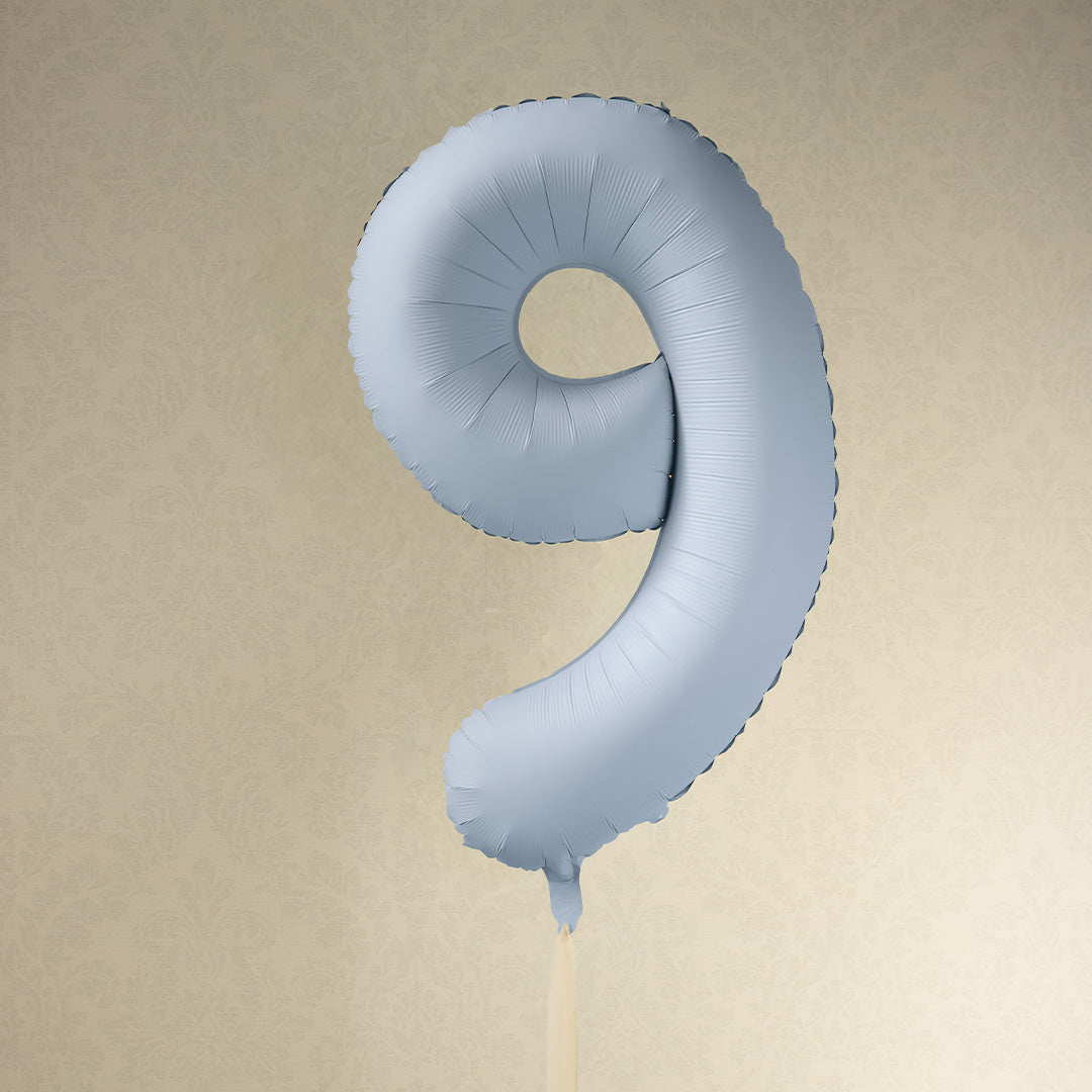 partydeco cijferballon 9 misty blauw - 86 cm | FB1T-9-093 | 2