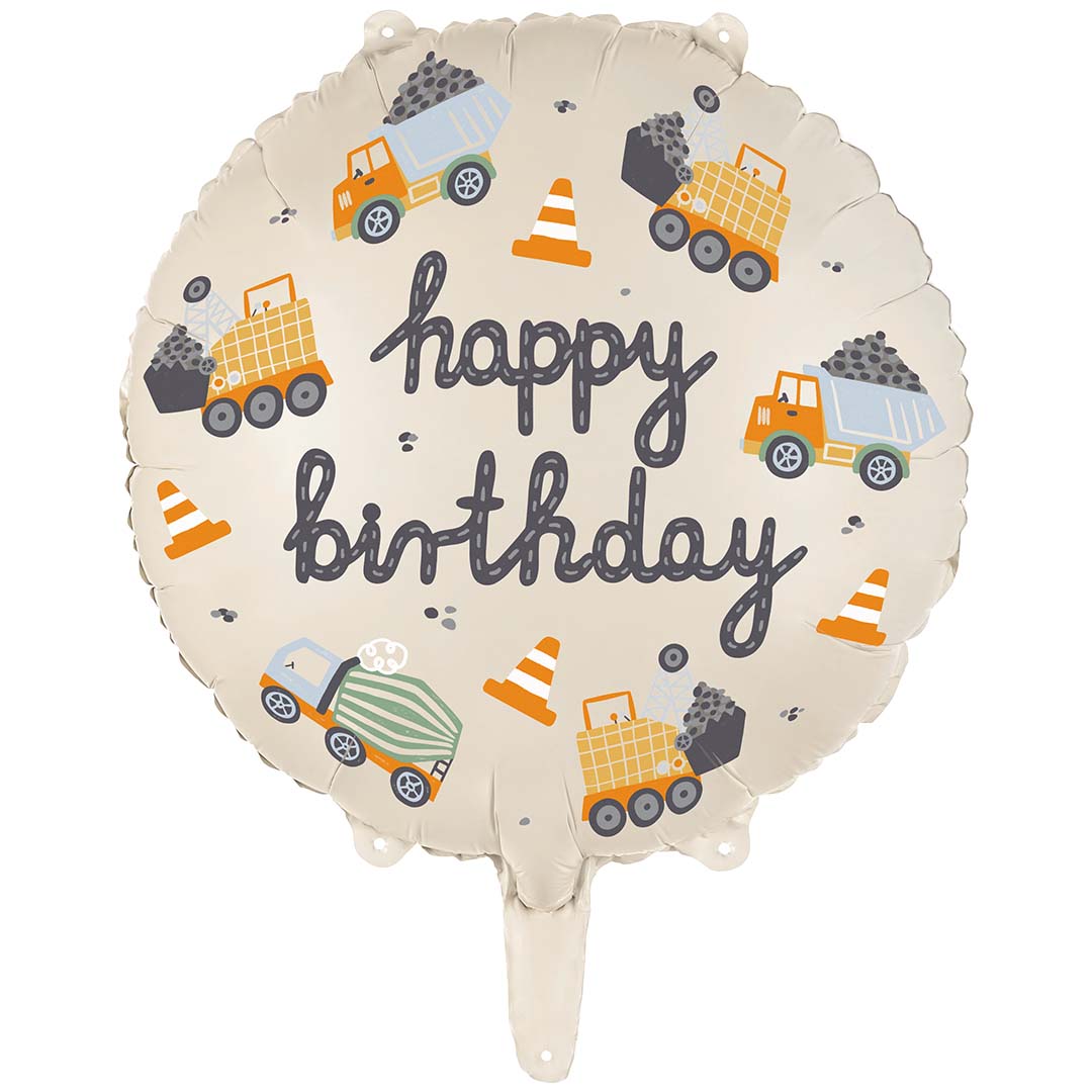 partydeco ronde folieballon bouwvoertuigen - 35 cm | FB213 | 1