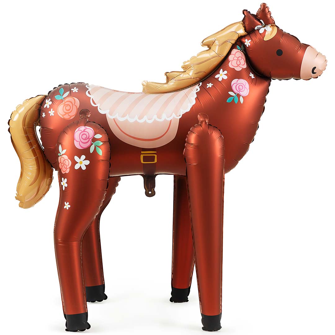 partydeco folieballon paard - bloemen - 126 cm | FB229 | 1