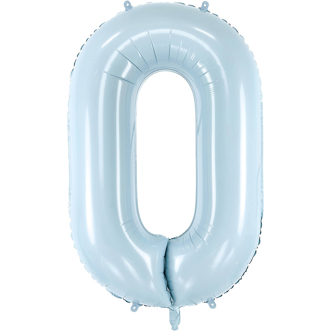 partydeco cijferballon 0 licht blauw - 72 cm | FB230P-0-001J | 1