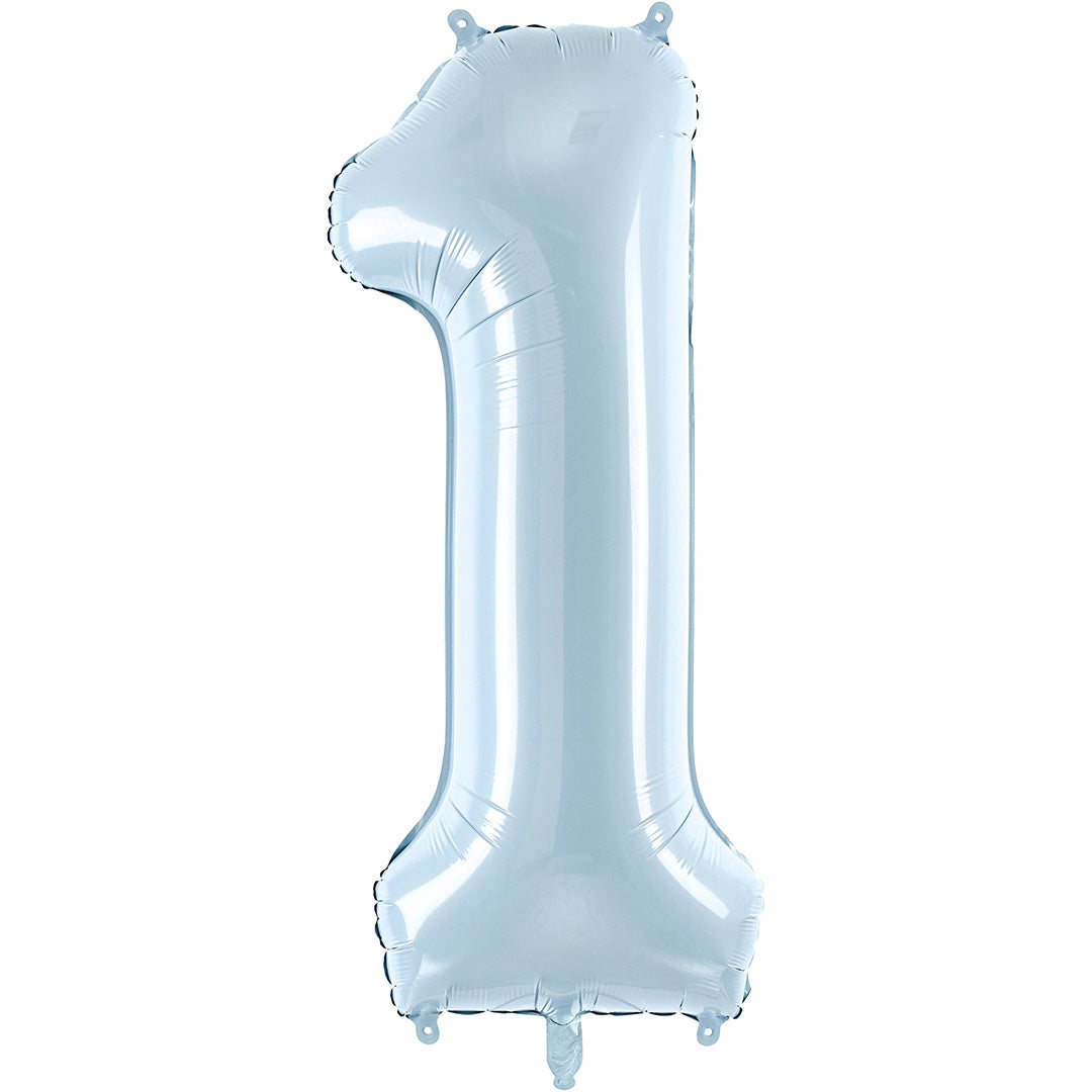 partydeco cijferballon 1 licht blauw - 72 cm | FB230P-1-001J | 1