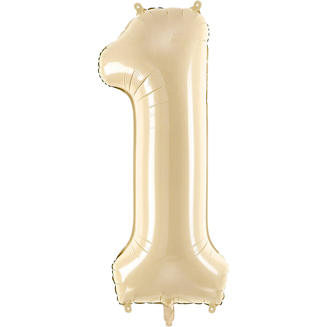 partydeco cijferballon 1 beige - 72 cm | FB230P-1-013 | 1