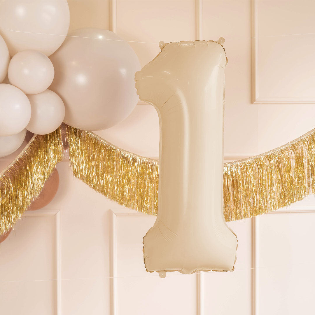 partydeco cijferballon 1 beige - 72 cm | FB230P-1-013 | 2