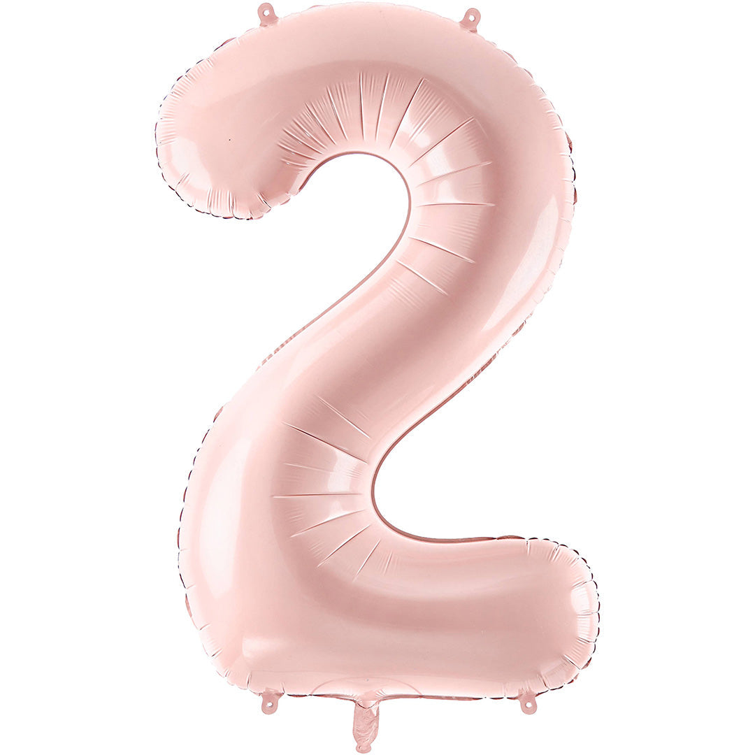 partydeco cijferballon 2 licht roze - 72 cm | FB230P-2-081J | 1