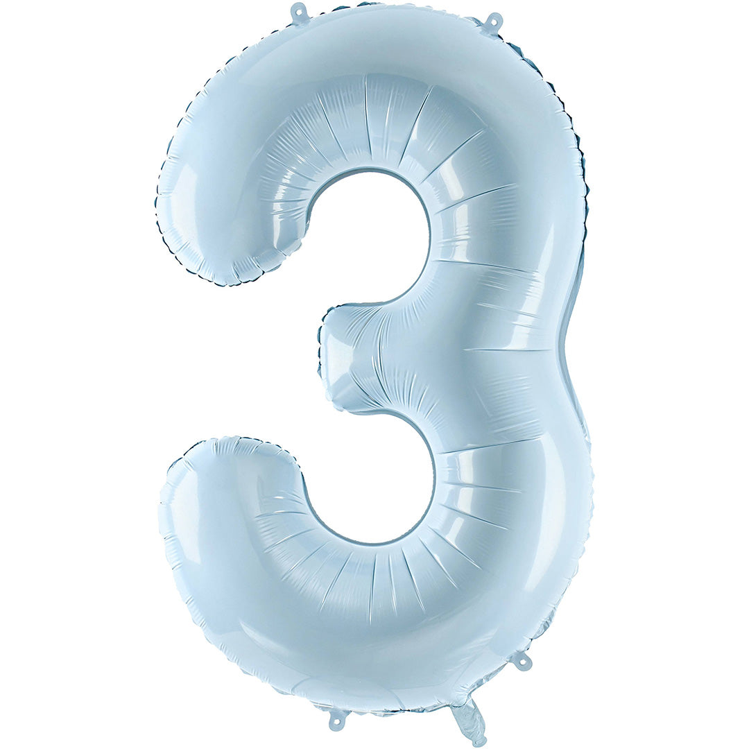 partydeco cijferballon 3 licht blauw - 72 cm | FB230P-3-001J | 1