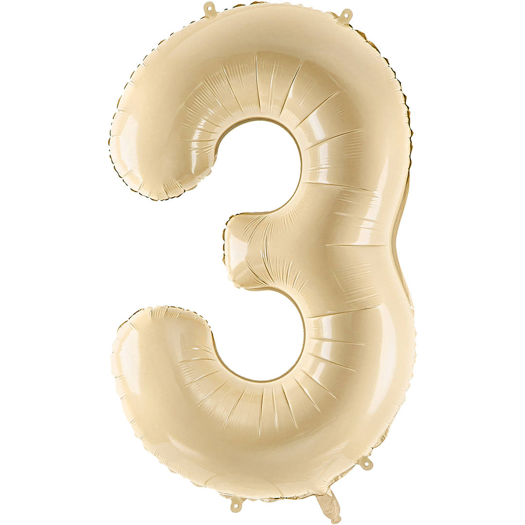 partydeco cijferballon 3 beige - 72 cm | FB230P-3-013 | 1