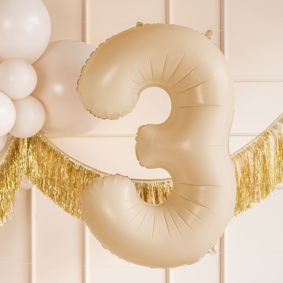 partydeco cijferballon 3 beige - 72 cm | FB230P-3-013 | 2