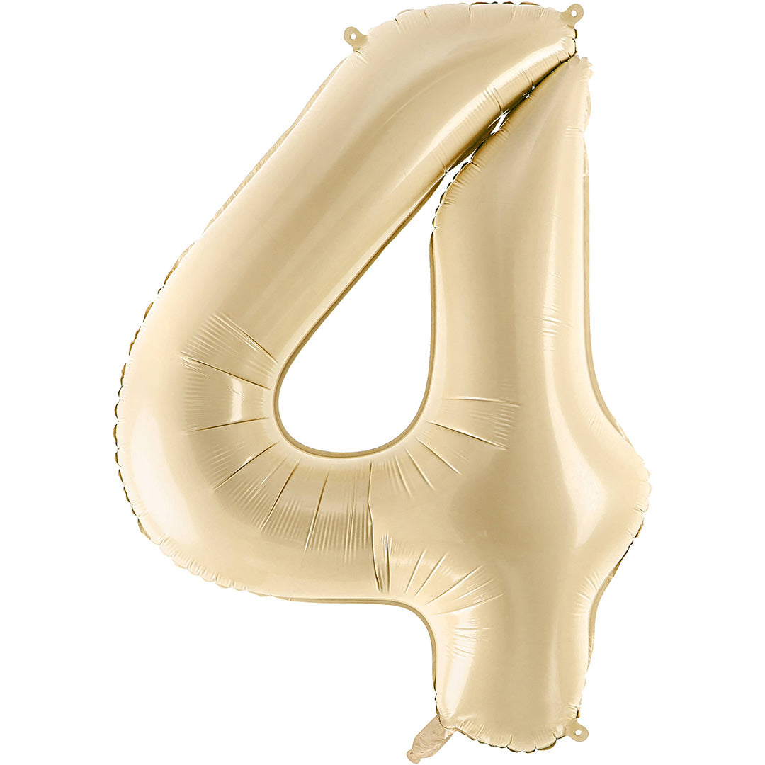 partydeco cijferballon 4 beige - 72 cm | FB230P-4-013 | 1