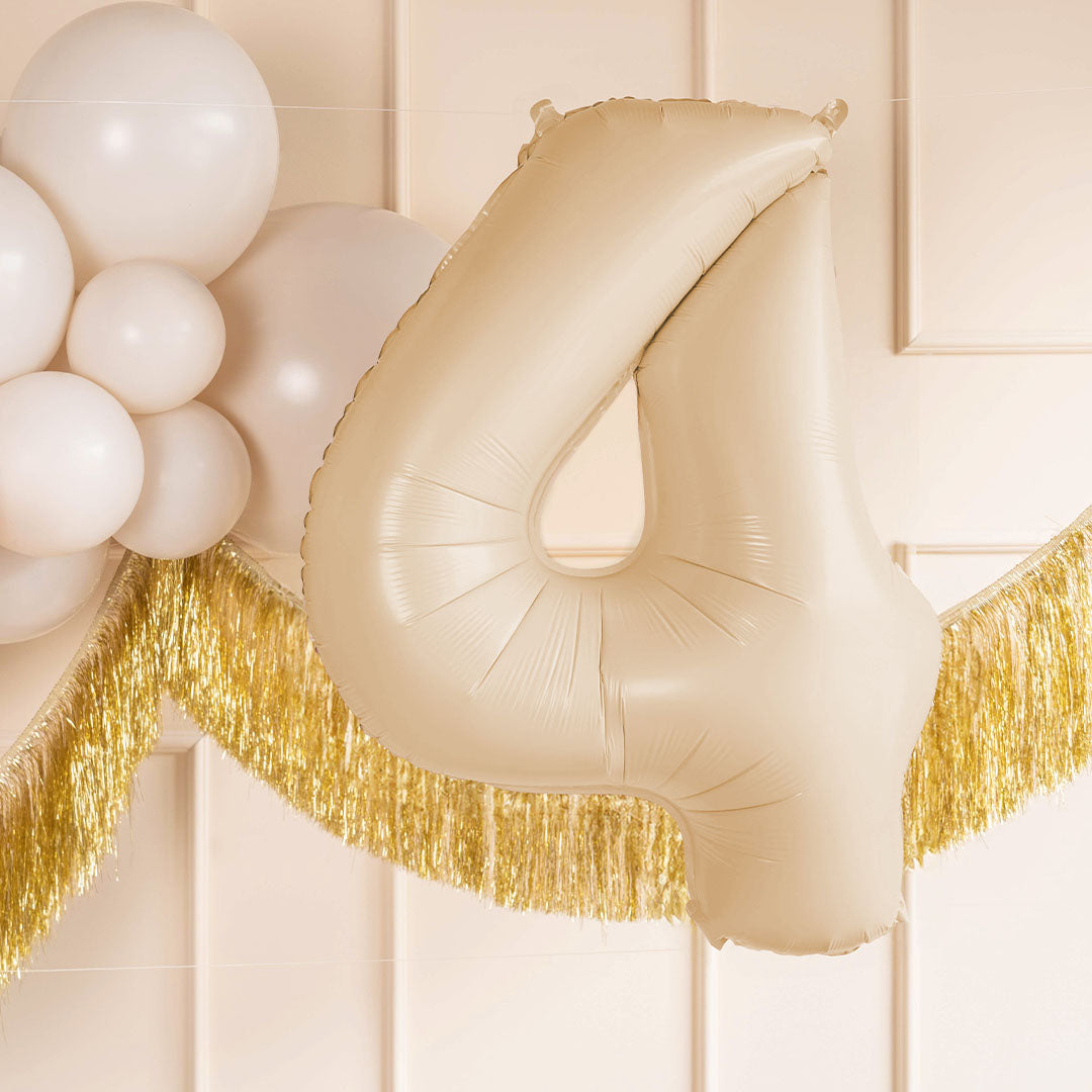 partydeco cijferballon 4 beige - 72 cm | FB230P-4-013 | 2
