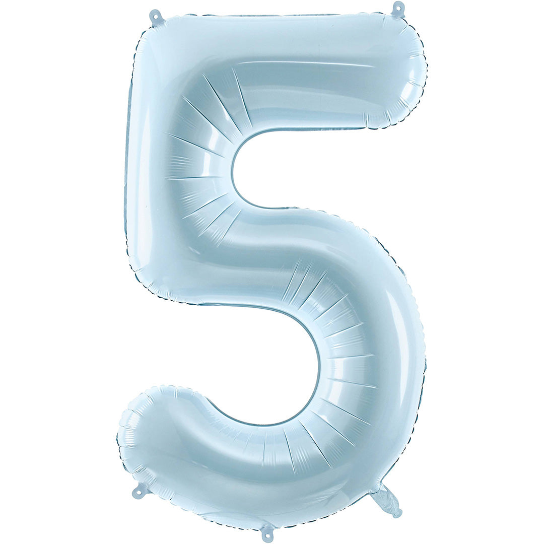partydeco cijferballon 5 licht blauw - 72 cm | FB230P-5-001J | 1