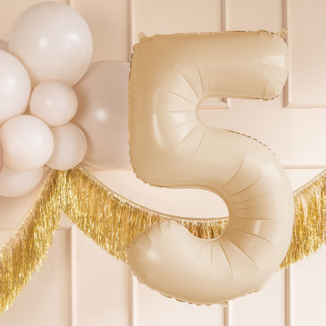 partydeco cijferballon 5 beige - 72 cm | FB230P-5-013 | 2
