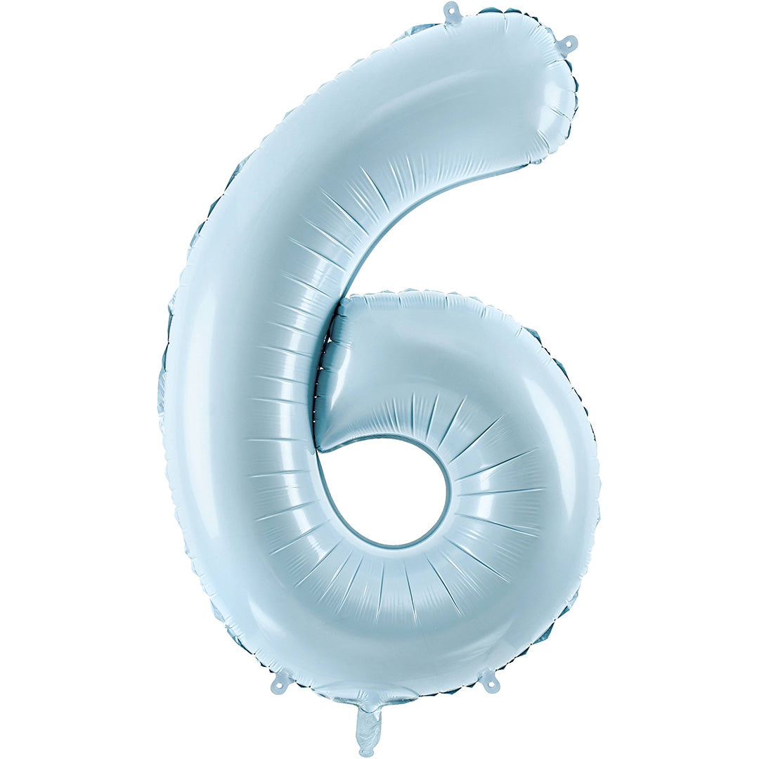 partydeco cijferballon 6 licht blauw - 72 cm | FB230P-6-001J | 1
