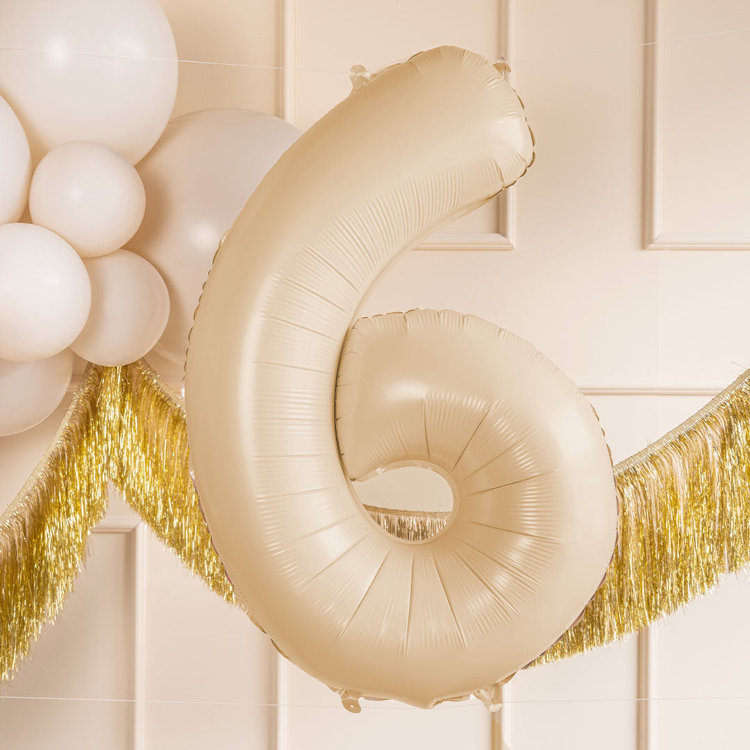 partydeco cijferballon 6 beige - 72 cm | FB230P-6-013 | 2