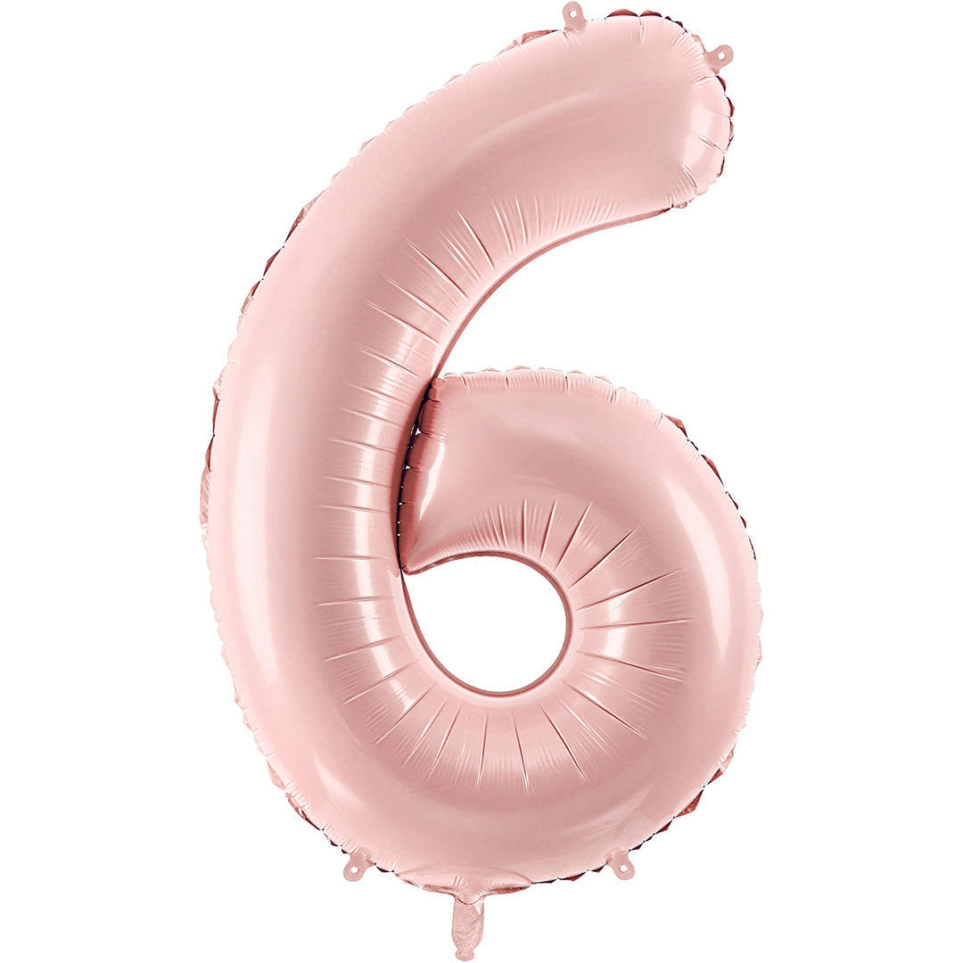 partydeco cijferballon 6 licht roze - 72 cm | FB230P-6-081J | 1