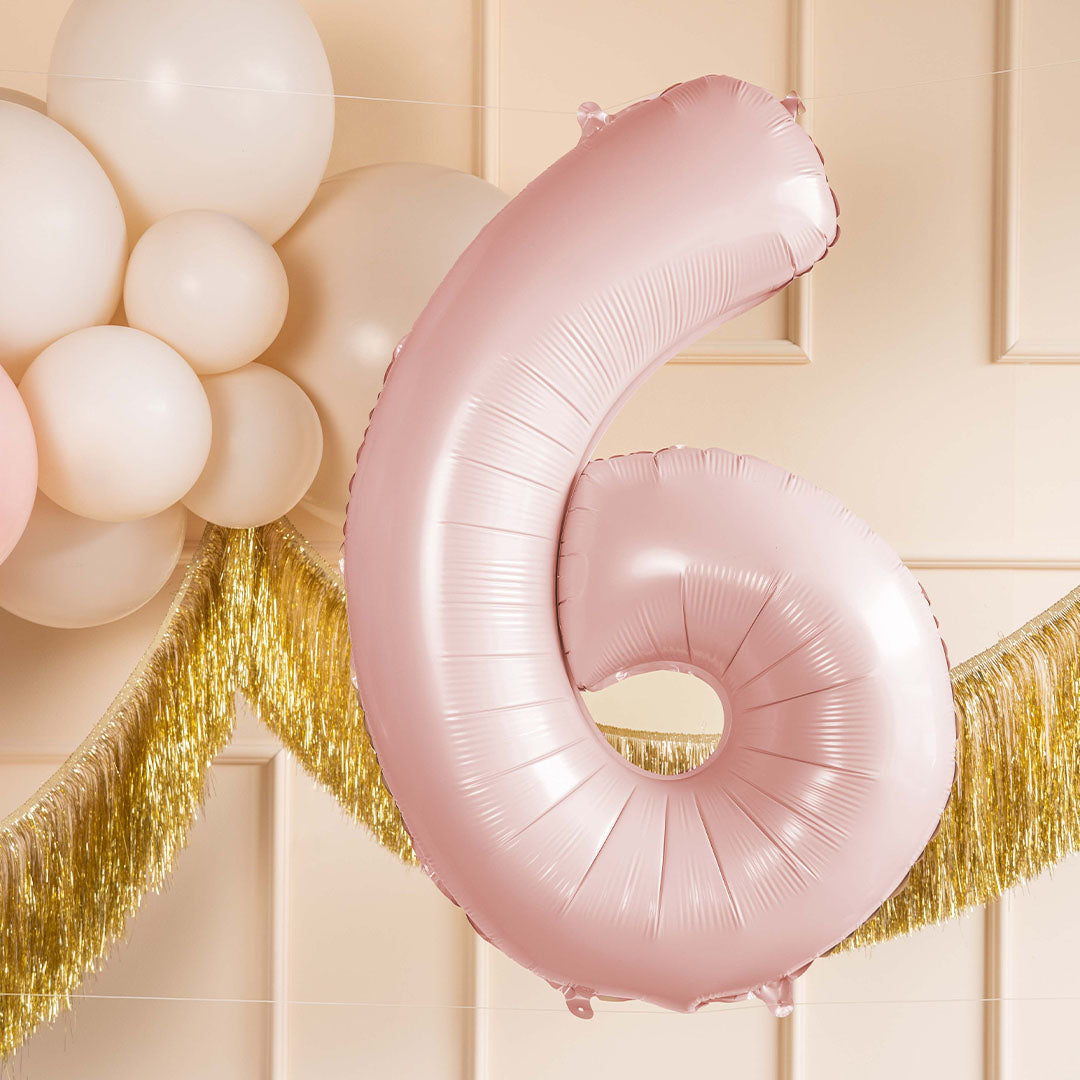 partydeco cijferballon 6 licht roze - 72 cm | FB230P-6-081J | 2