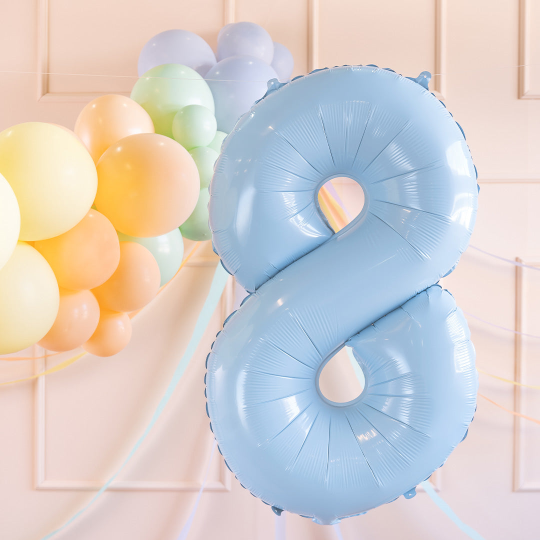 partydeco cijferballon 8 licht blauw - 72 cm | FB230P-8-001J | 2