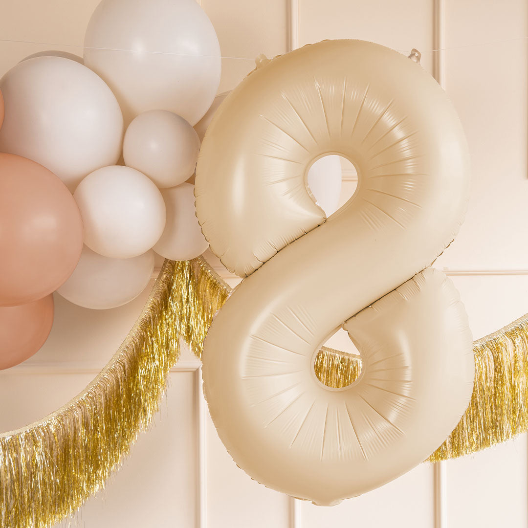 partydeco cijferballon 8 beige - 72 cm | FB230P-8-013 | 2