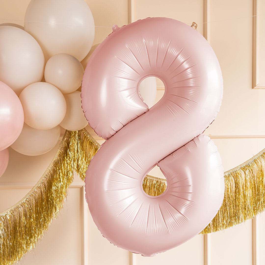 partydeco cijferballon 8 licht roze - 72 cm | FB230P-8-081J | 2