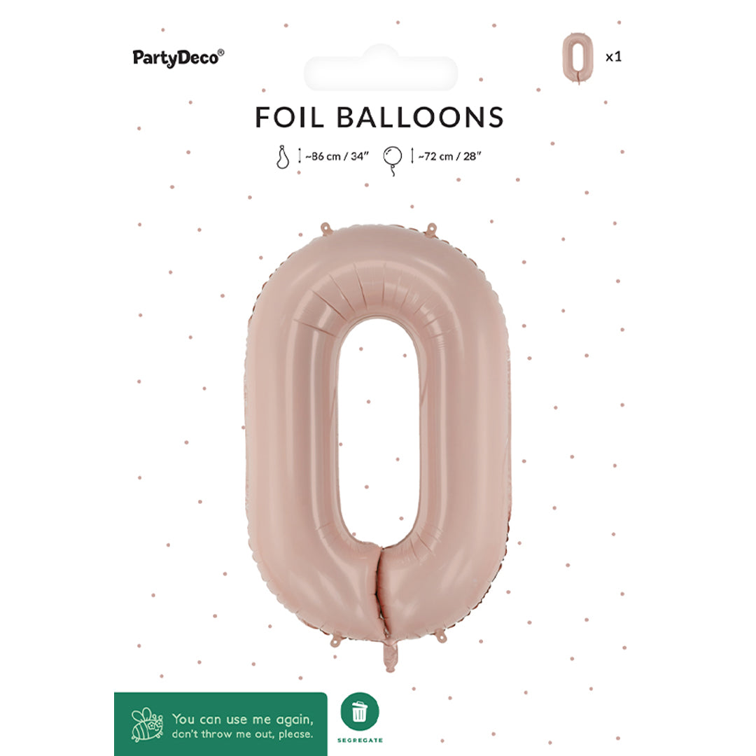 partydeco cijferballon 0 donker beige - 72 cm | FB230T-0-013C | 2
