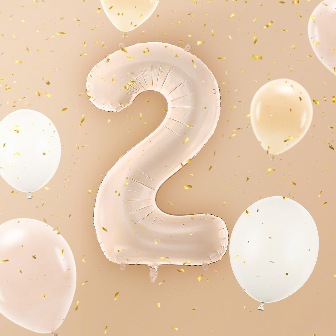 partydeco cijferballon 2 donker beige - 72 cm | FB230T-2-013C | 2
