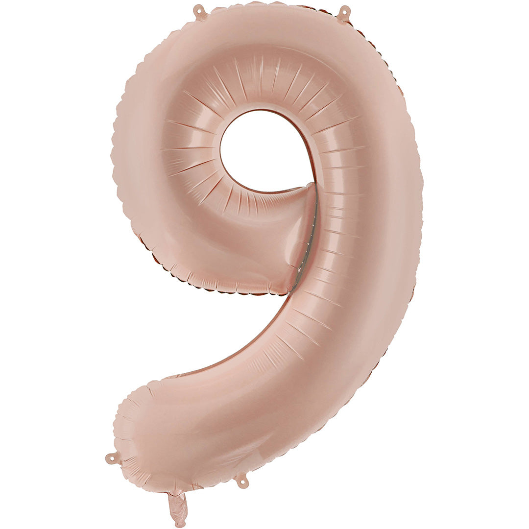 partydeco cijferballon 9 donker beige - 72 cm | FB230T-9-013C | 1