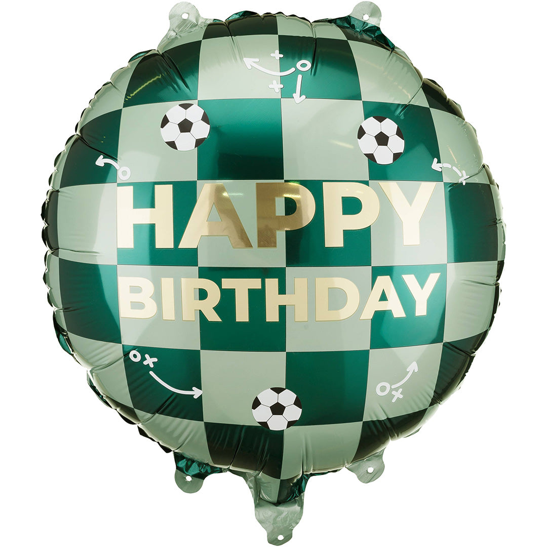 partydeco folieballon happy birthday - voetbal - 35 cm | FB296 | 1