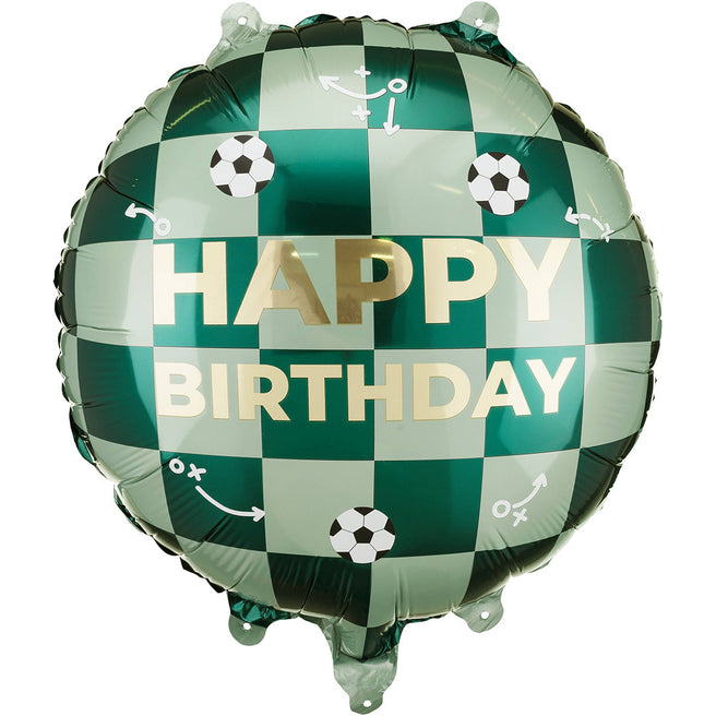 partydeco folieballon happy birthday - voetbal - 35 cm | FB296 | 1