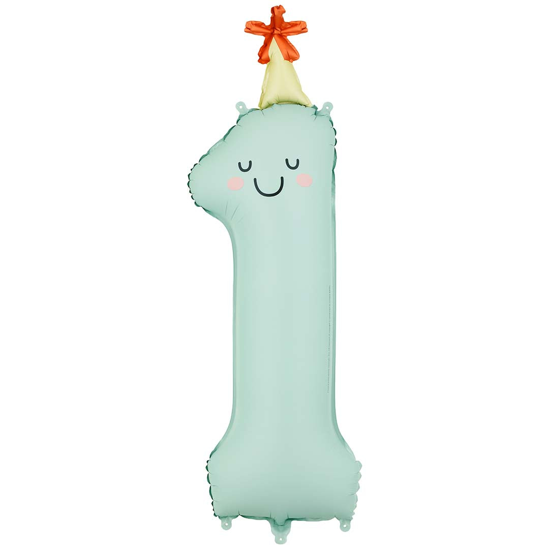 partydeco cijferballon 1 - mint - 86 cm | FB411T-1 | 1