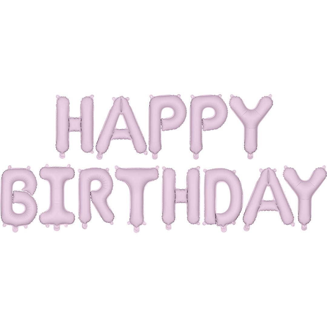 partydeco folieballon happy birthday - paars - 340x35 cm | FB6T-014 | 1