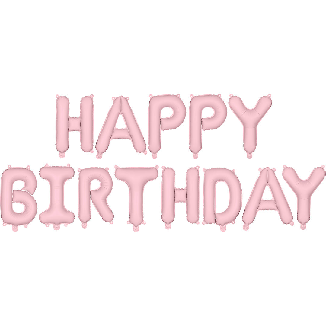 partydeco folieballon happy birthday - roze - 340x35 cm | FB6T-081J | 1