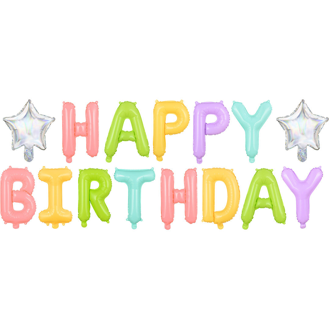 partydeco folieballon happy birthday - mix - 340x35 cm | FB81 | 1