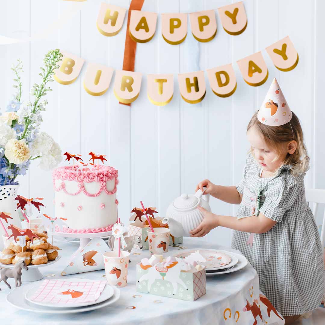partydeco slinger happy birthday - roze met goud | GRL111 | 2