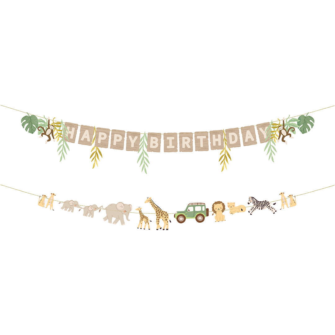 partydeco slinger happy birthday - safari - 180 cm | GRL132 | 1