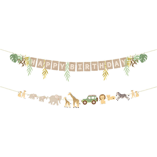 partydeco slinger happy birthday - safari - 180 cm | GRL132 | 1