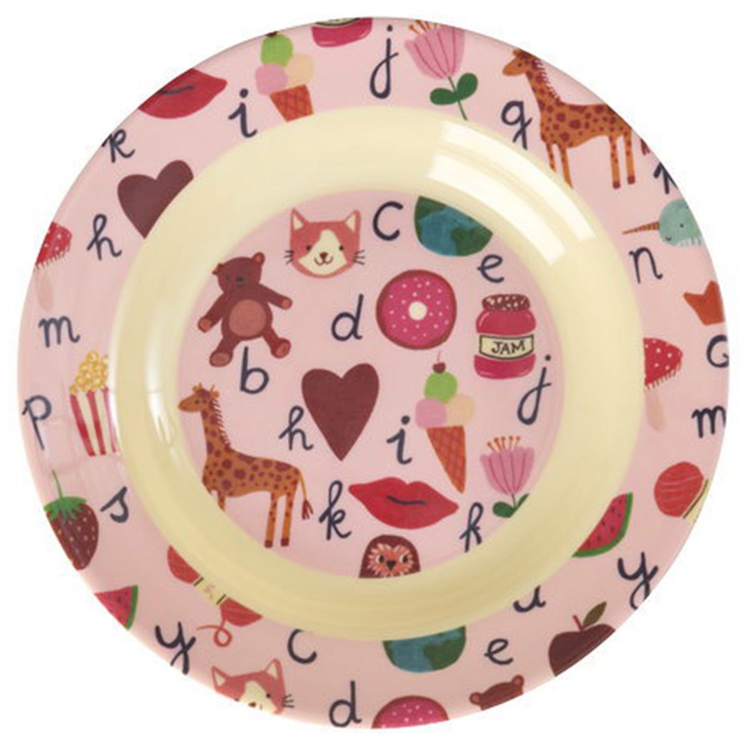 rice kinderbord abc - pink - Ø20 cm | KIBOW-ABCI | 
