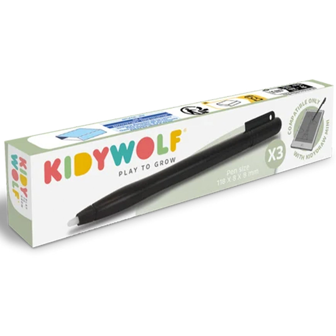 De verpakking van de Kidywolf stylus pennen voor de Kidydraw mini.