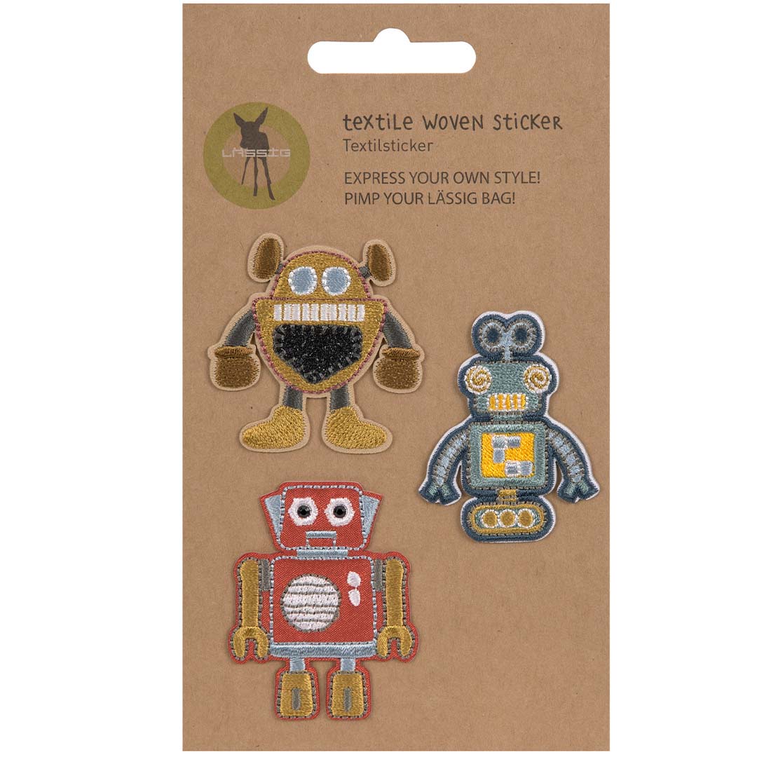 lässig stofstickers little gang - robots - 3st | LAS1206016029 | 1