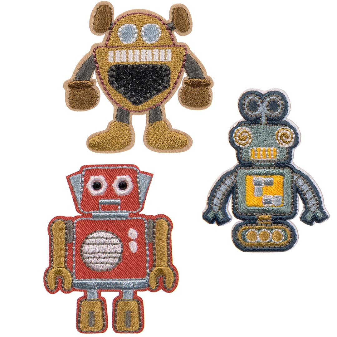 lässig stofstickers little gang - robots - 3st | LAS1206016029 | 6