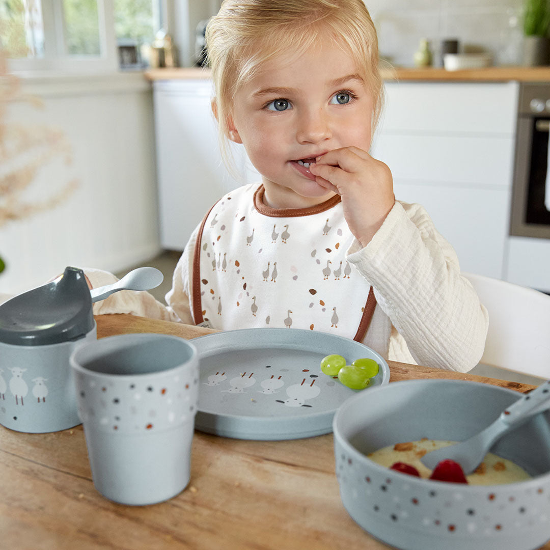 lässig serviesset tiny farmer - sheep-goose blue - 4-delig | LAS1310062841 | 2