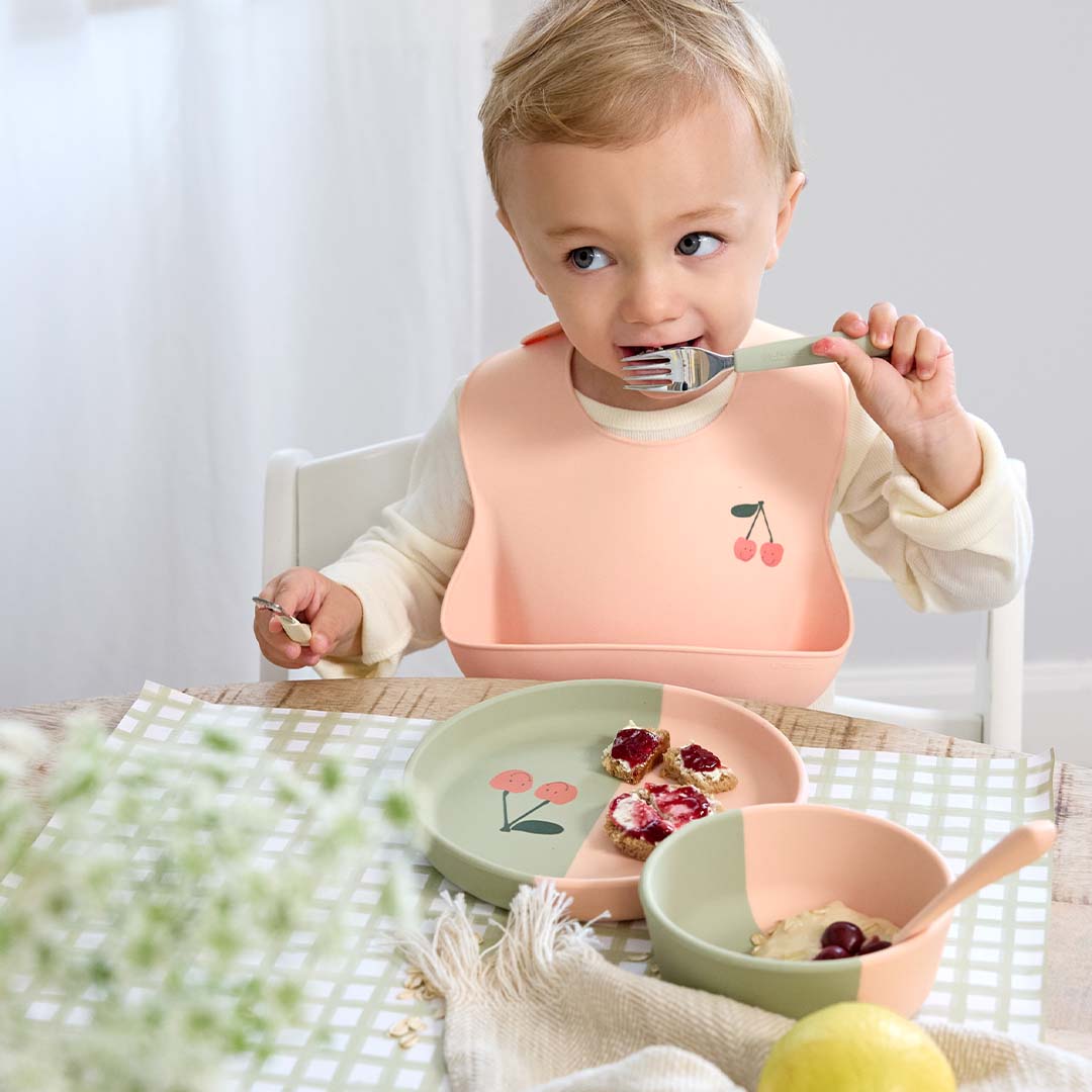 lässig kinderbestek met siliconen greep - happy fruits cherry - 3-delig | LAS13100102007 | 2